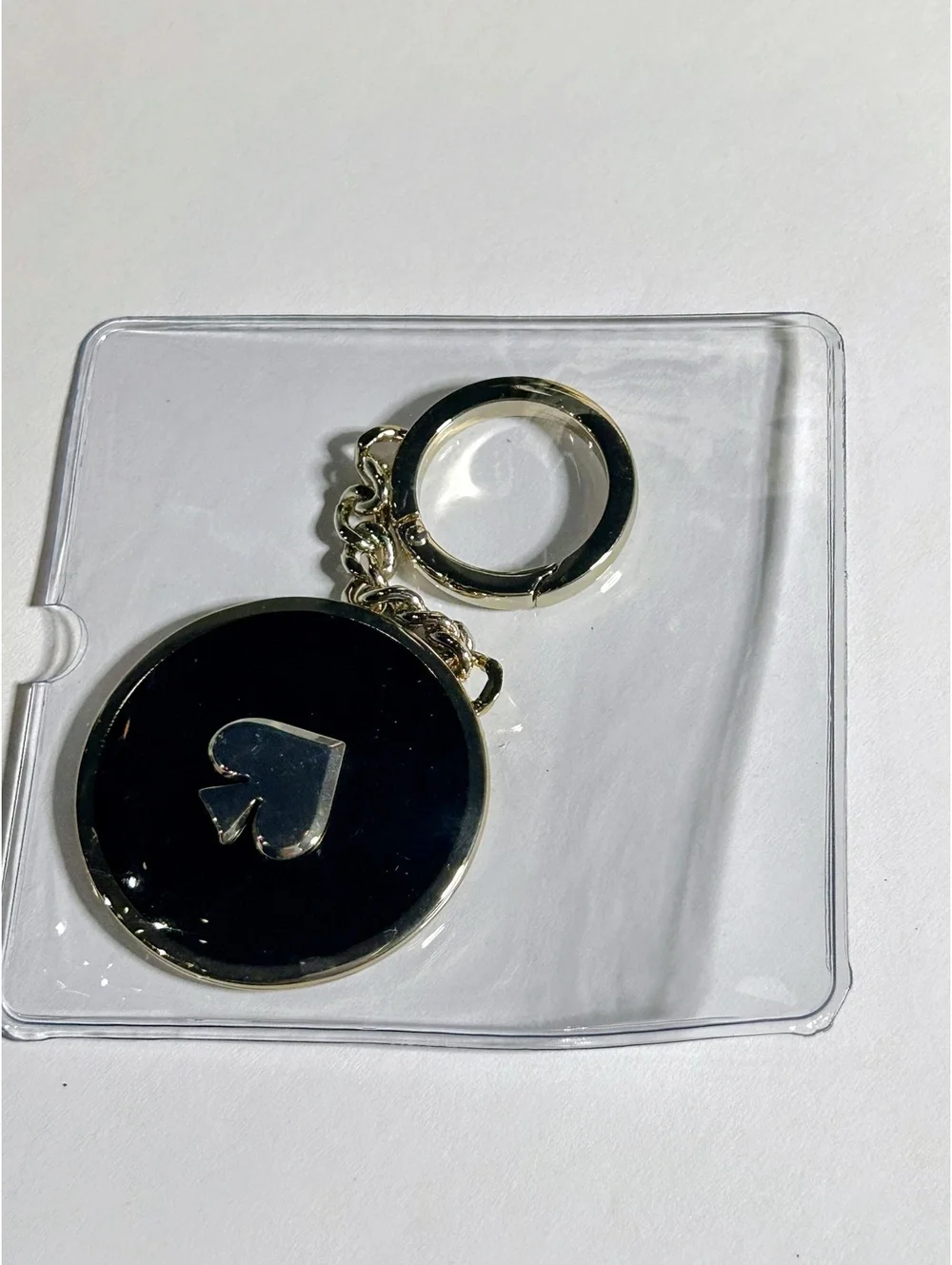 Kate Spade New York Enamel Black And Gold Keyring Fob